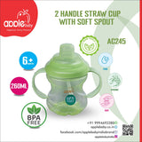 APPLE BABY SIPPER 2HANDLE STRAW CUP WITH SOFT SPOUT 9oz/260ml_AC245
