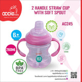 APPLE BABY SIPPER 2HANDLE STRAW CUP WITH SOFT SPOUT 9oz/260ml_AC245