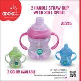 APPLE BABY SIPPER 2HANDLE STRAW CUP WITH SOFT SPOUT 9oz/260ml_AC245