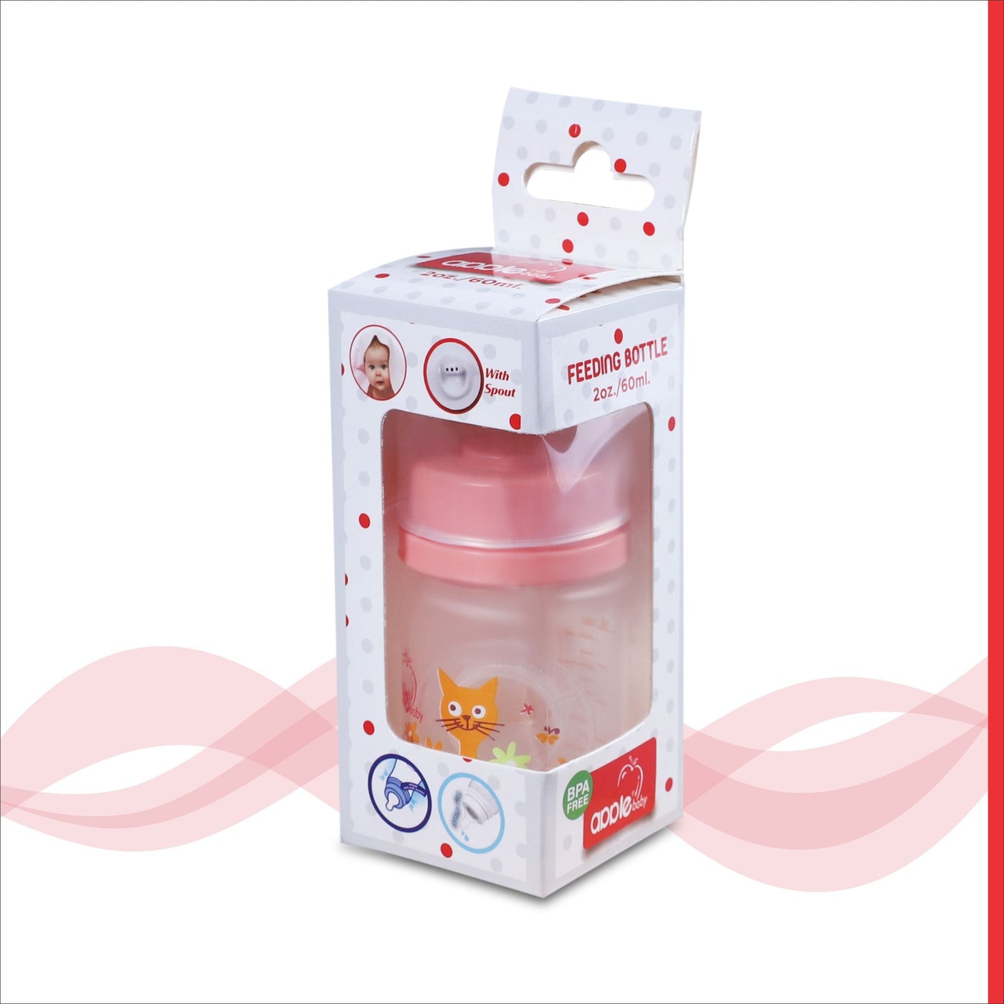 APPLEBABY2 IN 1 FEEDING BOTTLE HIGH -QUALITY, BPA-free Materials 2oz_60ml_01A86 (Pack of 3)