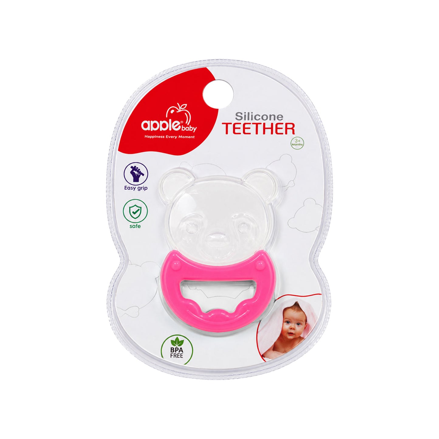 Apple Baby Bear Silicone Teether for Babies | BPA-Free Easy Grip Teething Toy (Pack of 3) AC412