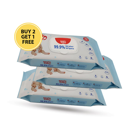 Apple Baby Extra Large Size Baby Wipes for Newborns | Ultra Soft, 99.9% Water Based AC473 (PACK OF 3)