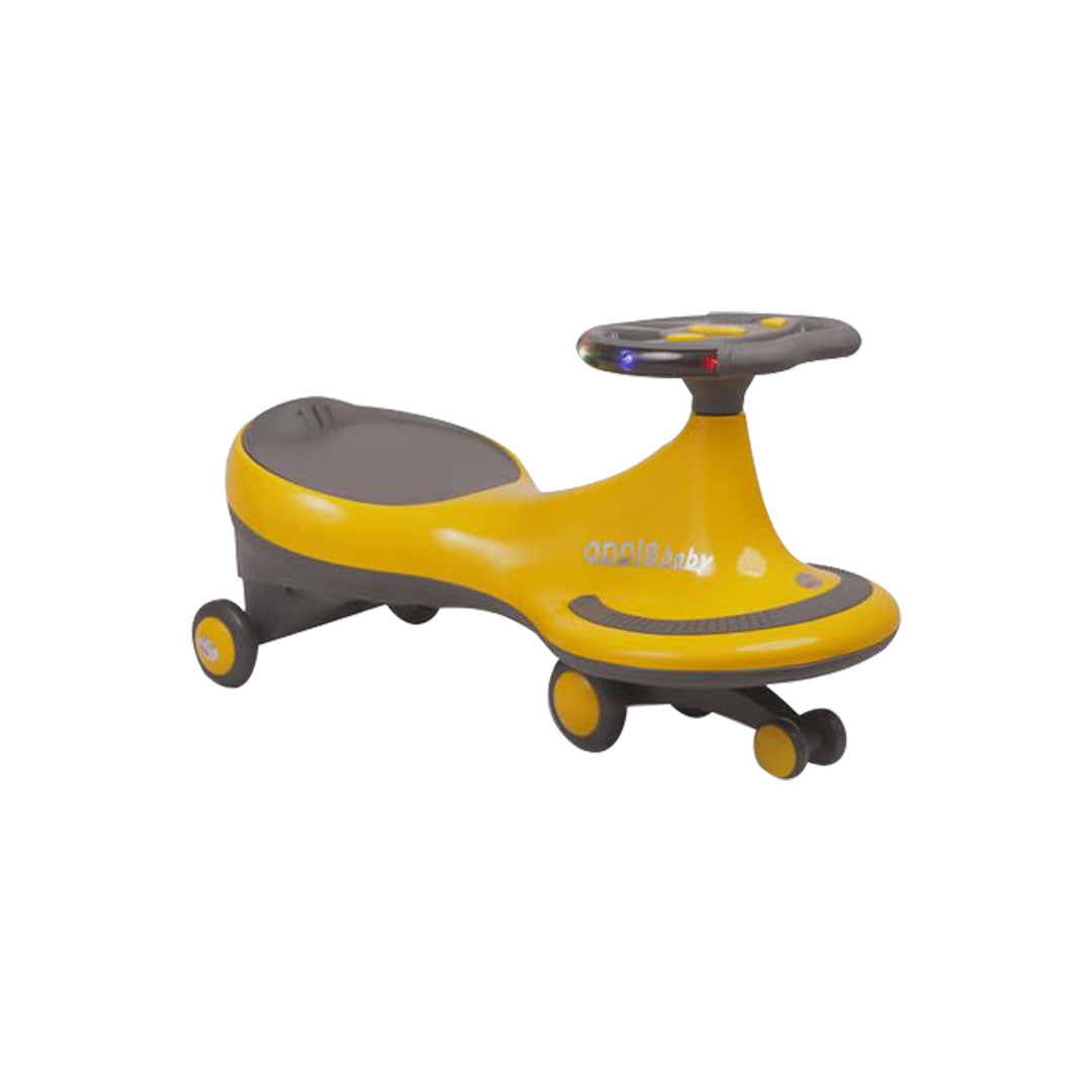 Apple Baby Magic Twist Car | Swing Wiggle Ride-On | LED Light & Music Steering Wheel | Silent Wheels BS116