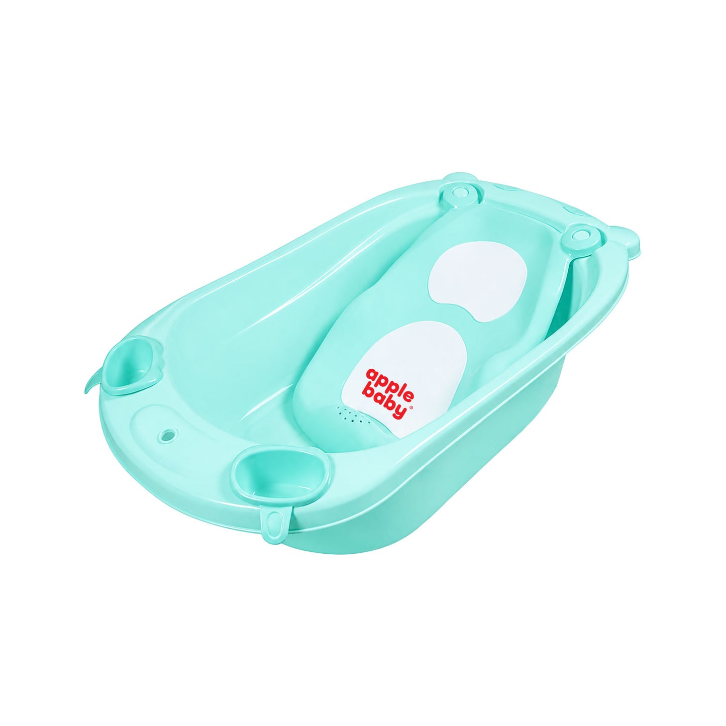 Apple Baby Premium Baby Bathtub with Detachable Ergonomic Seat Sling | Deep Infant Bath Tub with Water Drain Plug, Dual Mug & Holders | Safe Anti-Slip Design for Newborns & Toddlers (0–3 years) BT1035