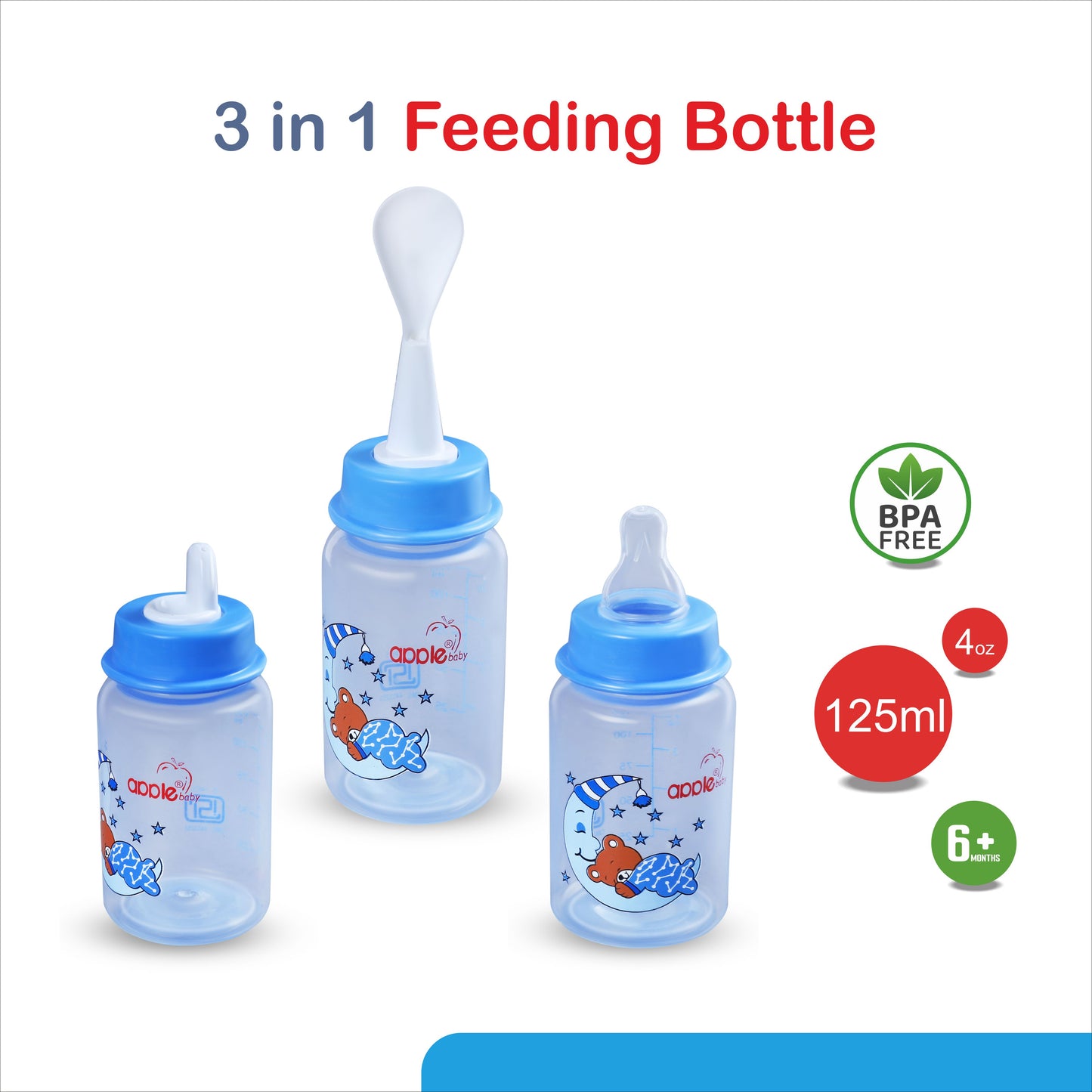 3 IN 1 FEEDING BOTTLE FEEDING, SIPPER,FEEDER _4OZ 125ML_01A01 (Pack of 2)