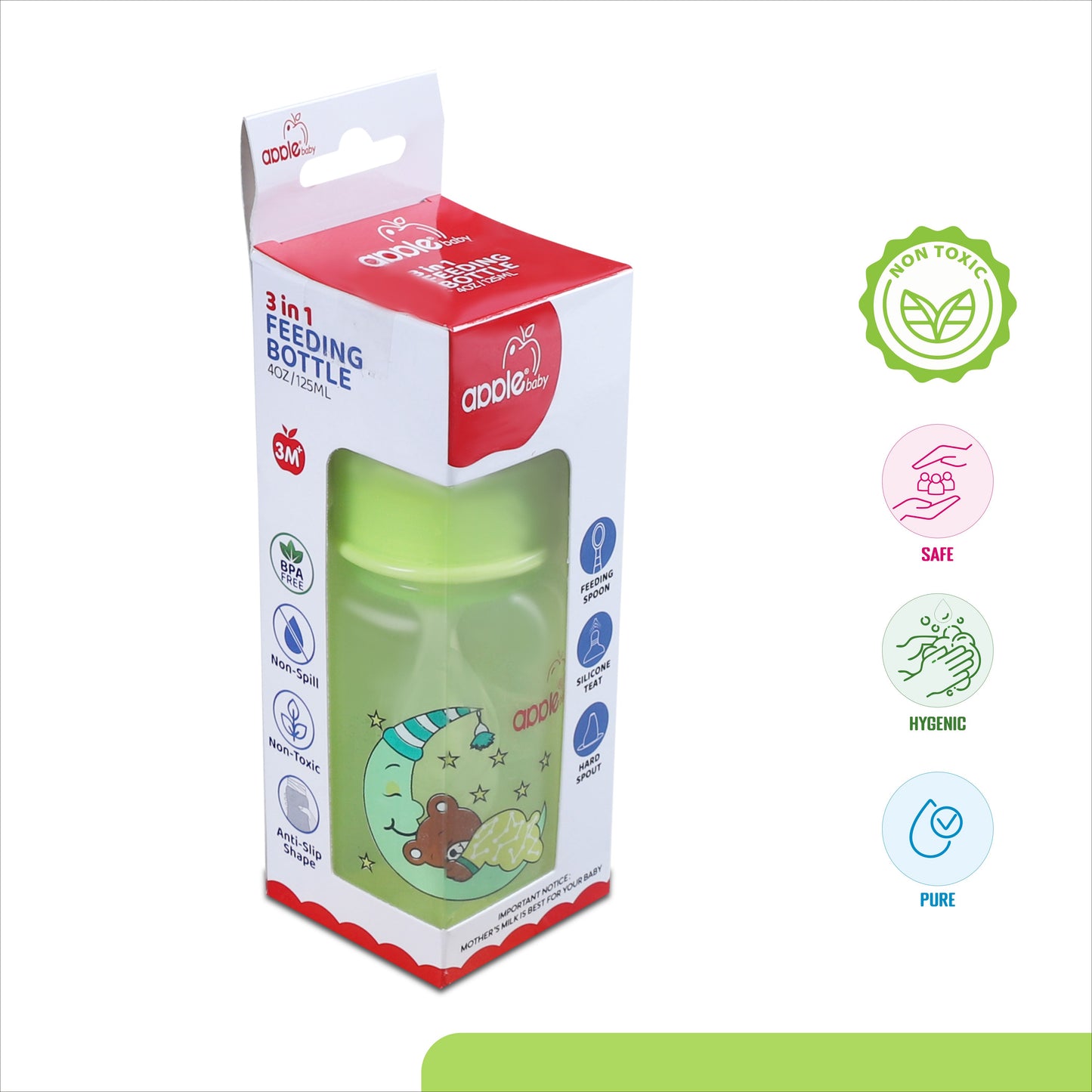 3 IN 1 FEEDING BOTTLE FEEDING, SIPPER,FEEDER _4OZ 125ML_01A01 (Pack of 2)