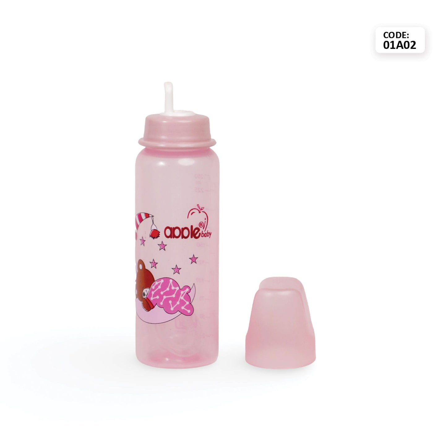 Apple Baby 3-in-1 Feeding Bottle with Nipple, Spout, and Spoon_ 8OZ 250ML_01A02 (Pack of 2)