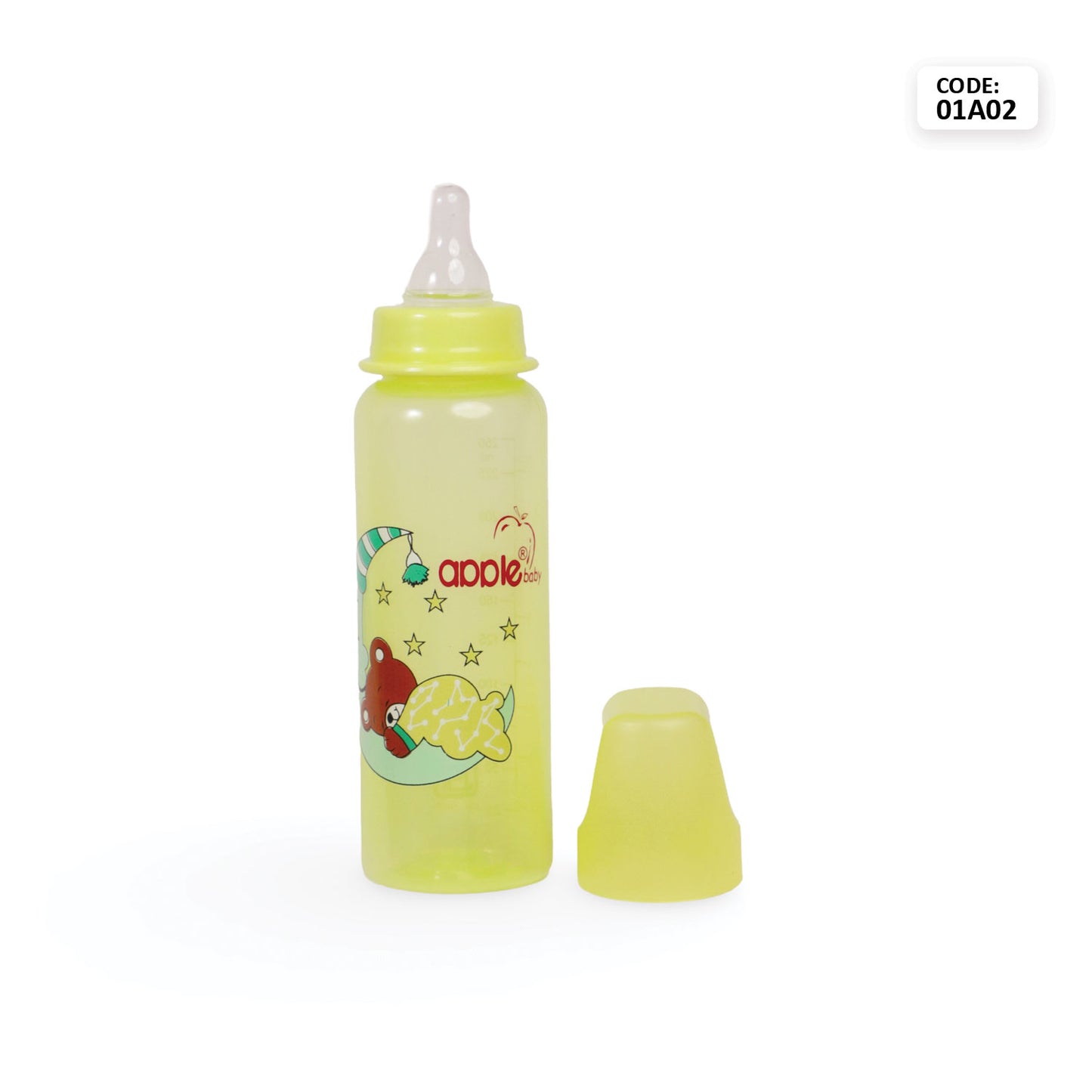 Apple Baby 3-in-1 Feeding Bottle with Nipple, Spout, and Spoon_ 8OZ 250ML_01A02 (Pack of 2)