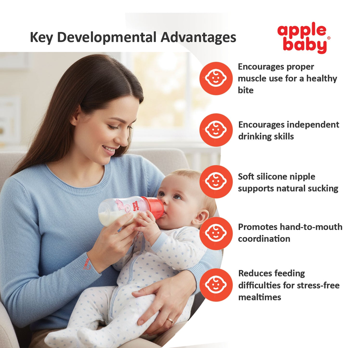 APPLE BABY FEEDING BOOTS BOTTLE WITH SPOUT 4OZ (125ML) 01A67 (Pack of 3)
