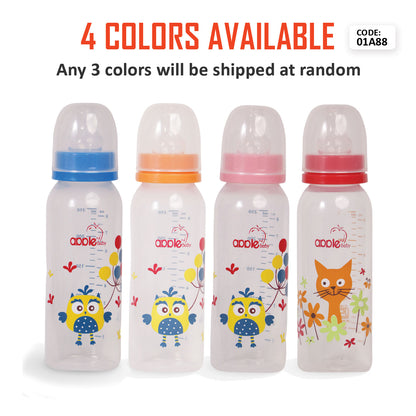 APPLEBABY BOTTLE WITH SILICONE NIPPLE_8OZ-250ML_01A88 (Pack of 3)