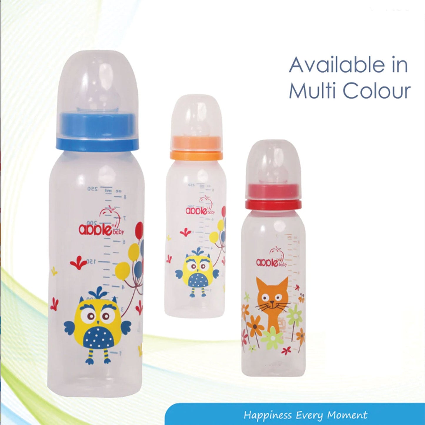 APPLEBABY BOTTLE WITH SILICONE NIPPLE_8OZ-250ML_01A88 (Pack of 3)