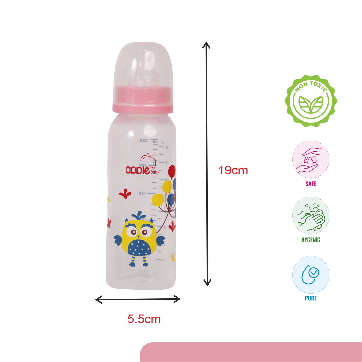 APPLEBABY BOTTLE WITH SILICONE NIPPLE_8OZ-250ML_01A88 (Pack of 3)