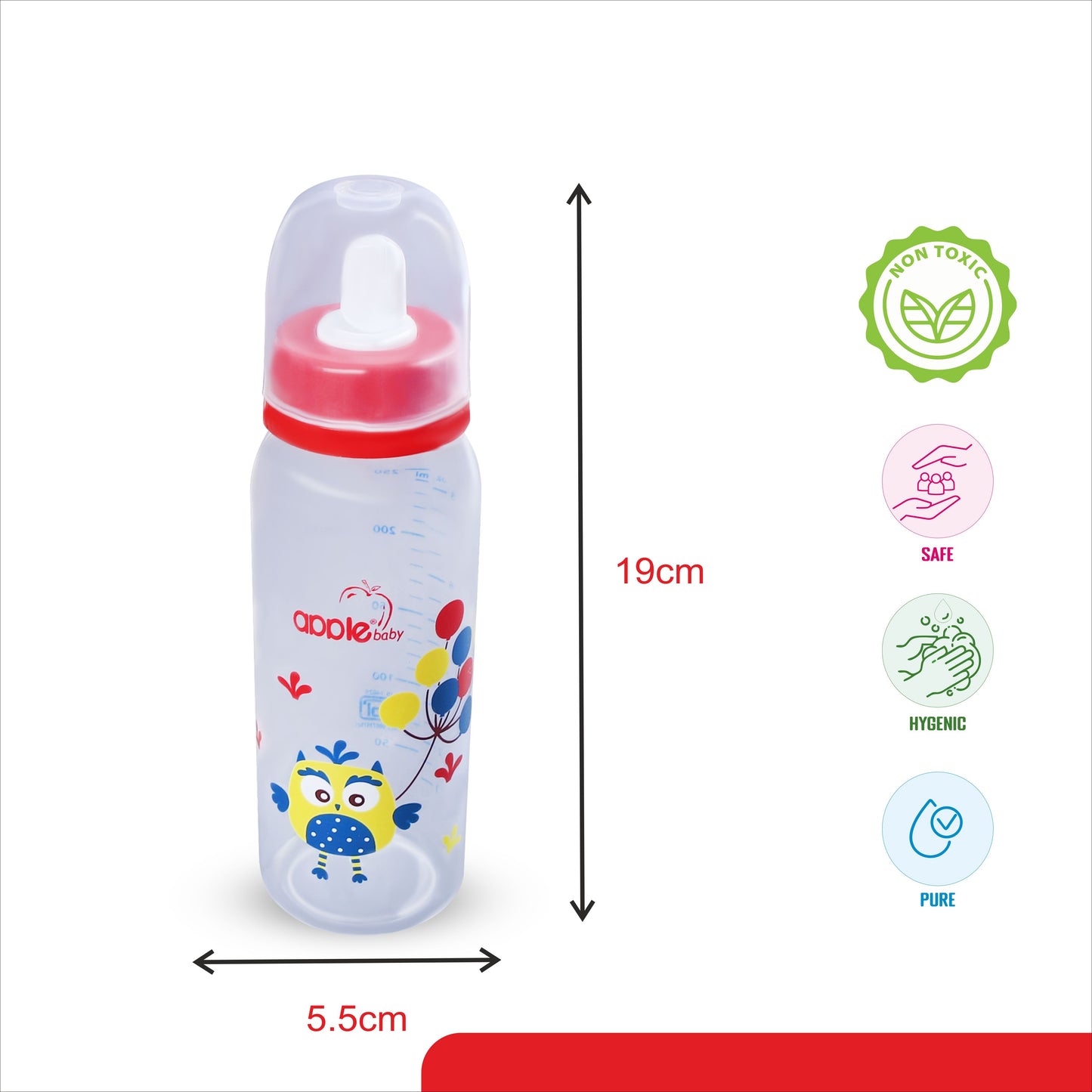 APPLEBABY BOTTLE WITH SILICONE NIPPLE_8OZ-250ML_01A88 (Pack of 3)