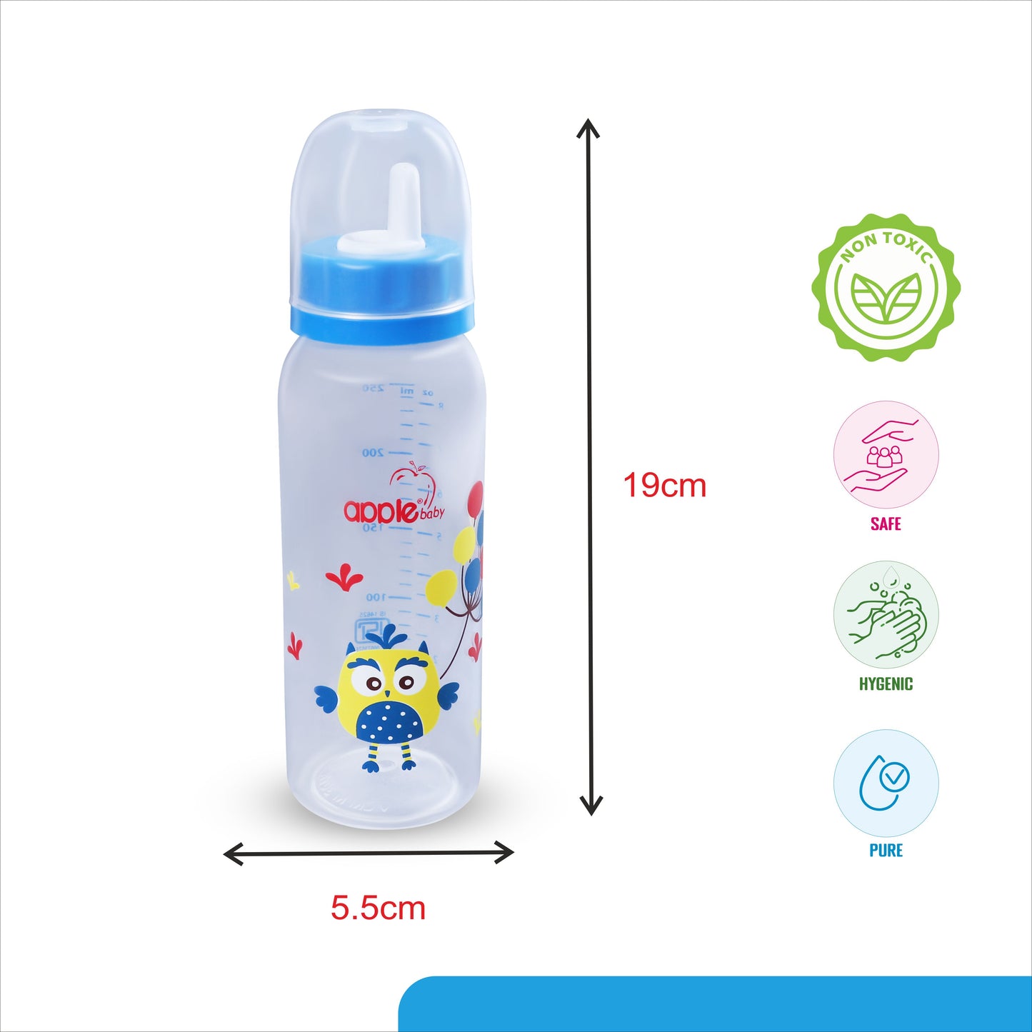 APPLEBABY BOTTLE WITH SILICONE NIPPLE_8OZ-250ML_01A88 (Pack of 3)