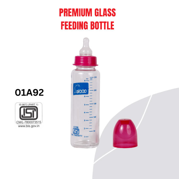 01A92 PREMIUM GLASS  FEEDING BOTTLE 8oz / 250 ML