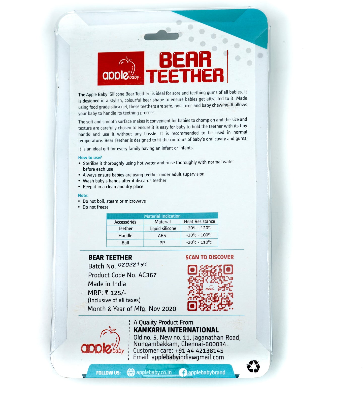 BEAR TEETHER AC367 (Pack of 3)