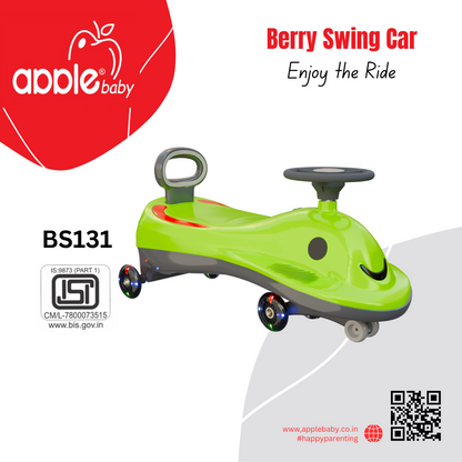 Apple Baby Berry Swing Car | Twist Ride-On Toy with LED Wheels | Musical Steering Wheel | Ages 2-5 BS131