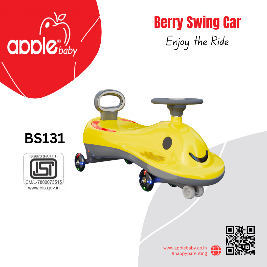 Apple Baby Berry Swing Car | Twist Ride-On Toy with LED Wheels | Musical Steering Wheel | Ages 2-5 BS131