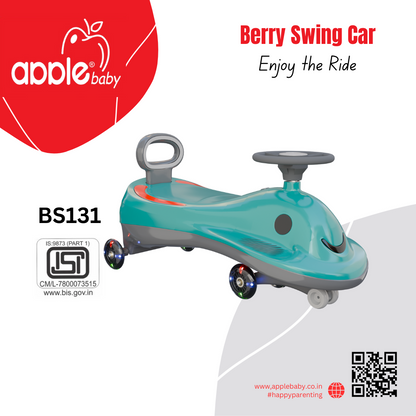 Apple Baby Berry Swing Car | Twist Ride-On Toy with LED Wheels | Musical Steering Wheel | Ages 2-5 BS131