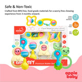 Apple Baby 6 Pcs Rattles for Baby 0-6 Months | New Born Baby Toys Rattle Set with Fun Colors & Soft Rattling Sound | BPA Free Infant Teether Toy | Perfect New Born Toy Set Gift Pack - Made in India
