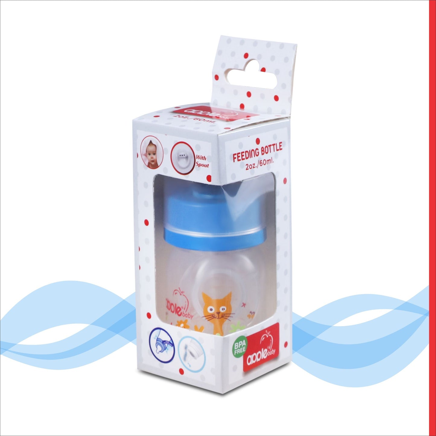 APPLEBABY2 IN 1 FEEDING BOTTLE HIGH -QUALITY,  BPA-free Materials 2oz_60ml_01A86 (Pack of 3)