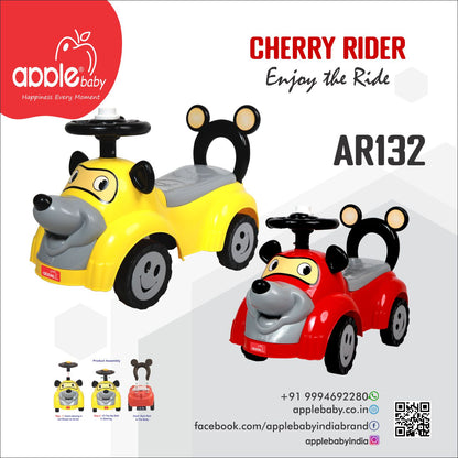 Apple Baby Cheery Ride-On Push Car | Red Dog Design | Foot-to-Floor Walker Toy | Ages 1-3 AR132