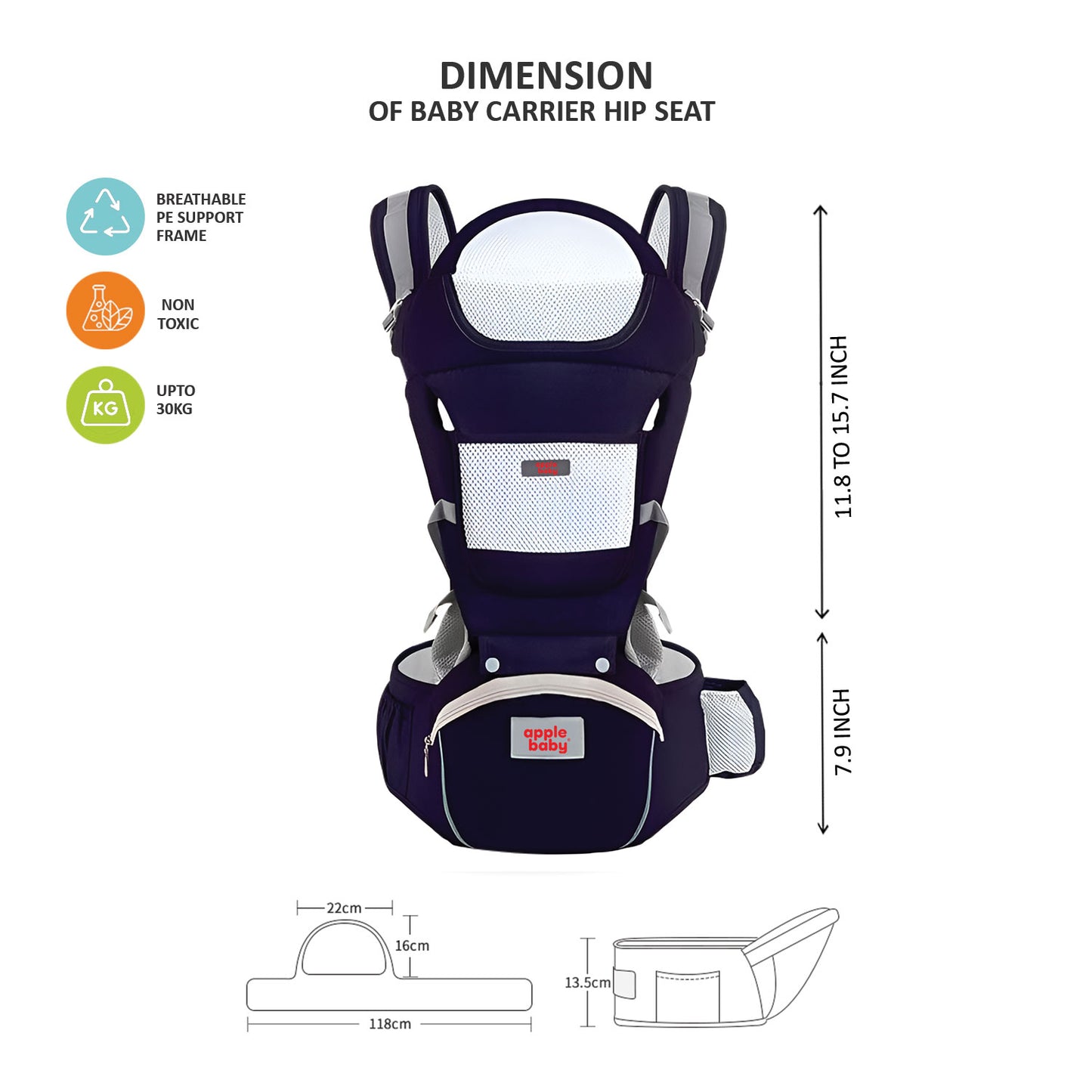 6-in-1 Ergonomic Infant Carrier | Baby Carrier with Detachable Hip Seat AB1326