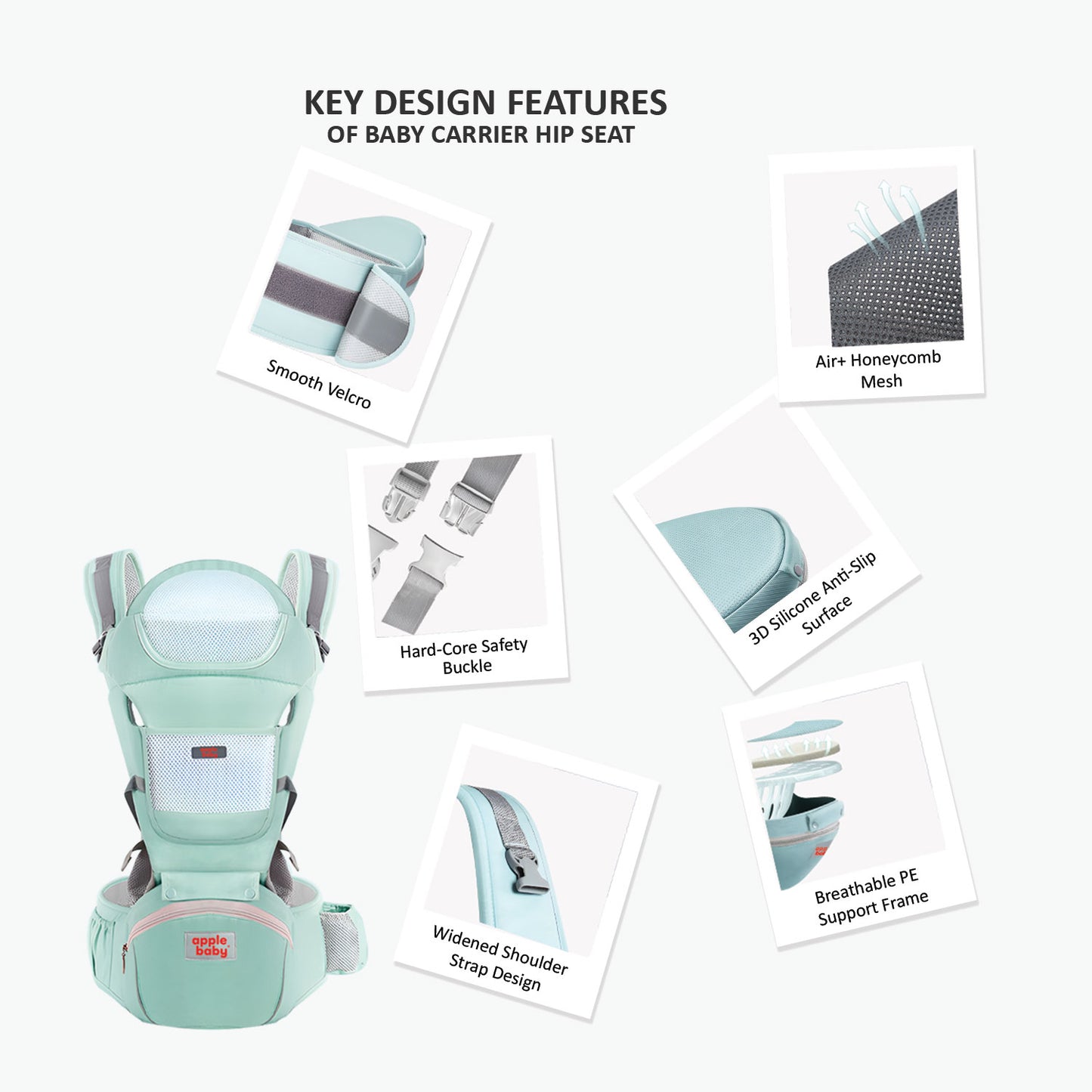 6-in-1 Ergonomic Infant Carrier | Baby Carrier with Detachable Hip Seat AB1326