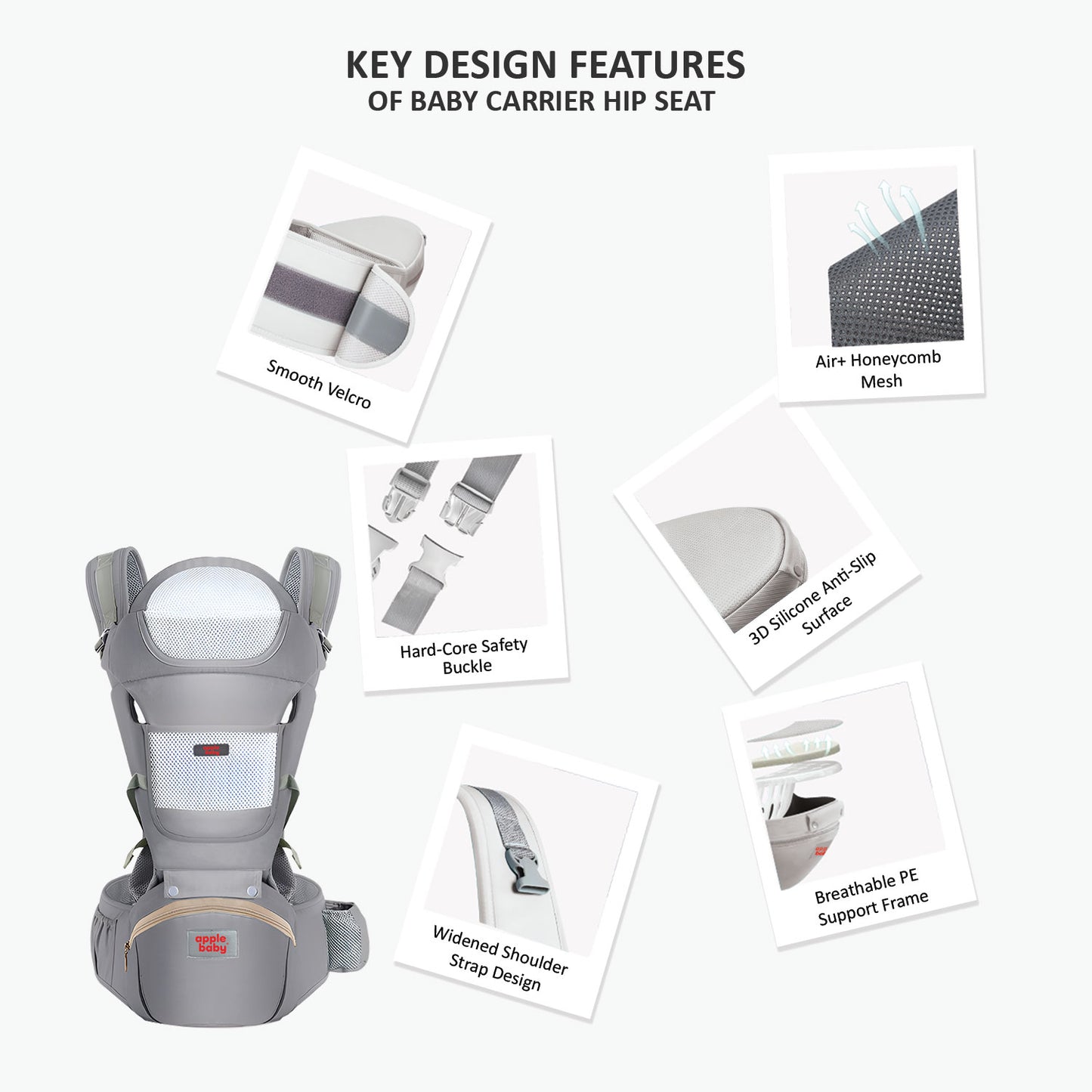 6-in-1 Ergonomic Infant Carrier | Baby Carrier with Detachable Hip Seat AB1326