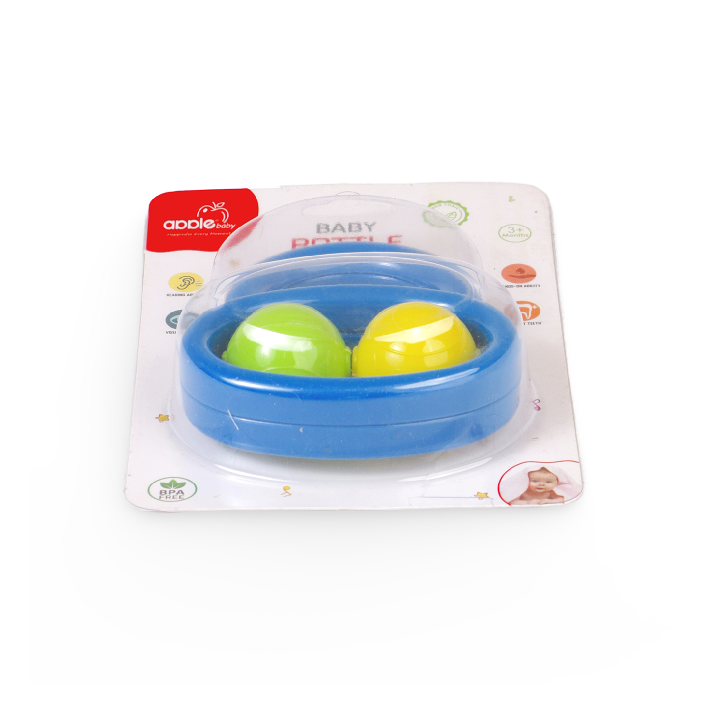 Apple Baby Twin Track Baby Rattle Toy – Easy Grip Rolling Balls Rattle for Infants (Pack of 3) AC352