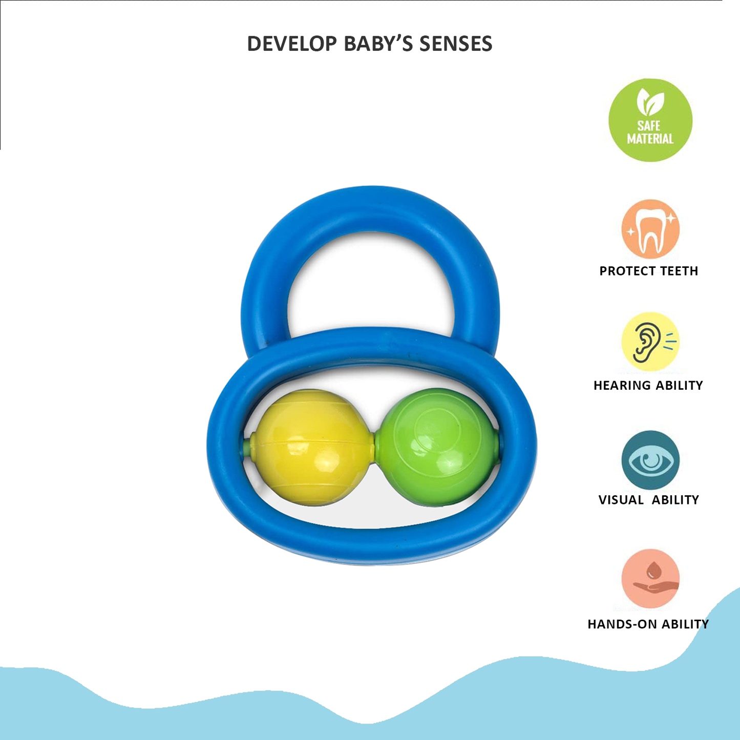 Apple Baby Twin Track Baby Rattle Toy – Easy Grip Rolling Balls Rattle for Infants (Pack of 3) AC352
