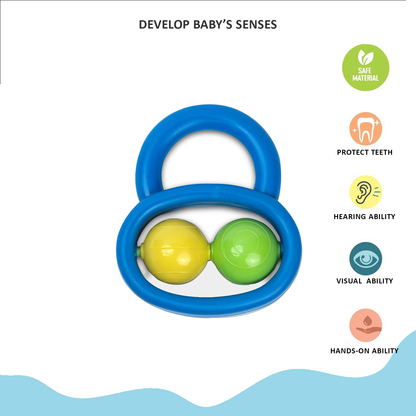 Apple Baby Twin Track Baby Rattle Toy – Easy Grip Rolling Balls Rattle for Infants (Pack of 3) AC352