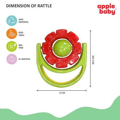 Apple Baby Crown Rattle Toy for Infants | Safe Food-Grade Plastic | Colorful Grip Training Rattle for Newborns AC353 (Pack of 3)