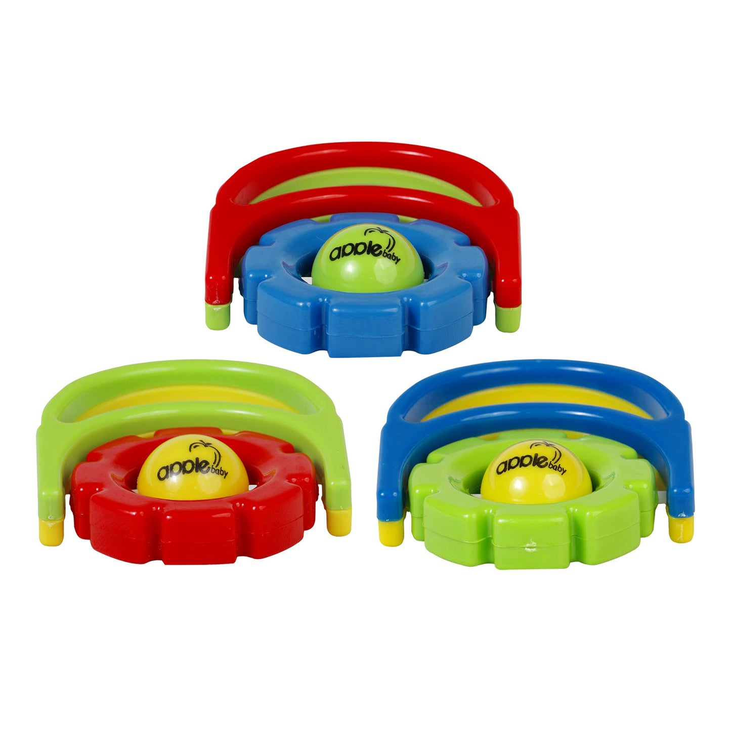 Apple Baby Crown Rattle Toy for Infants | Safe Food-Grade Plastic | Colorful Grip Training Rattle for Newborns AC353 (Pack of 3)