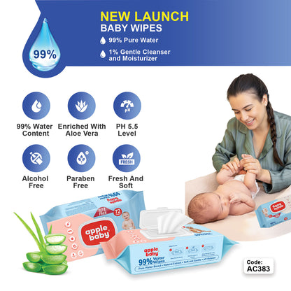 99% Pure Water Baby Wipes AC383 (Pack of 4)