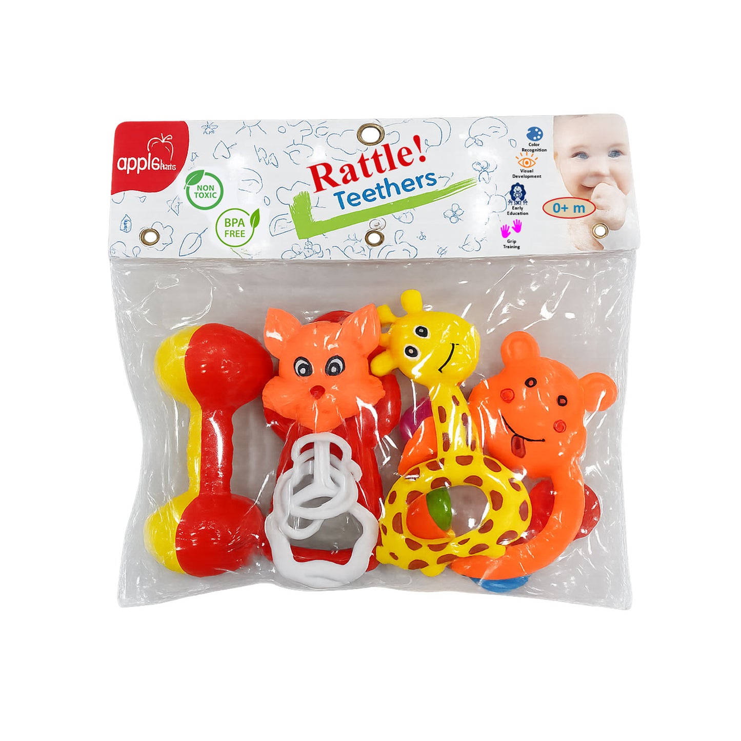 AC407 APPLE BABY 5PCS RATTLE SET (Pack of 2)