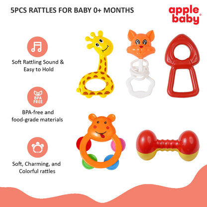 AC407 APPLE BABY 5PCS RATTLE SET (Pack of 2)