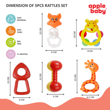 AC407 APPLE BABY 5PCS RATTLE SET (Pack of 2)