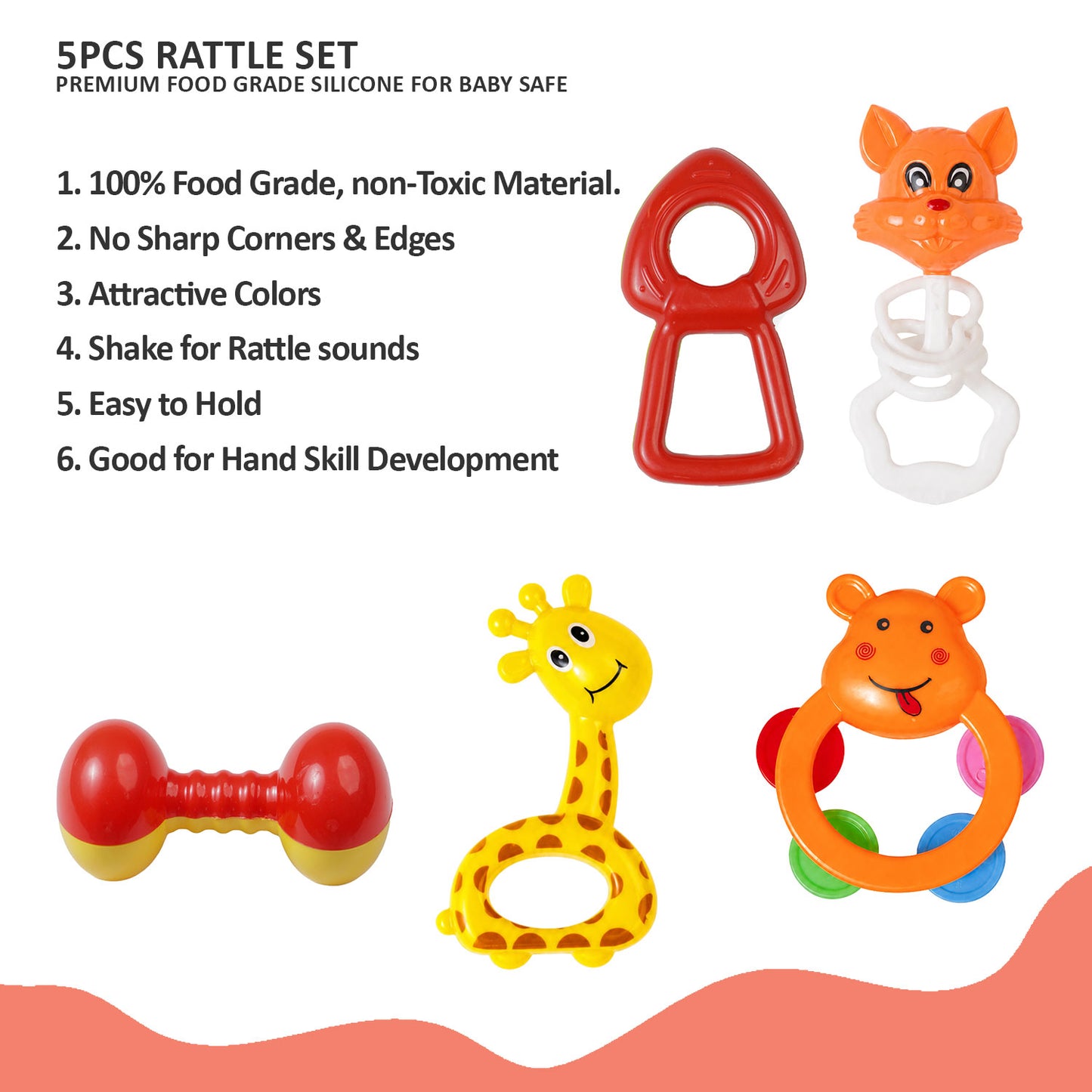 AC407 APPLE BABY 5PCS RATTLE SET (Pack of 2)