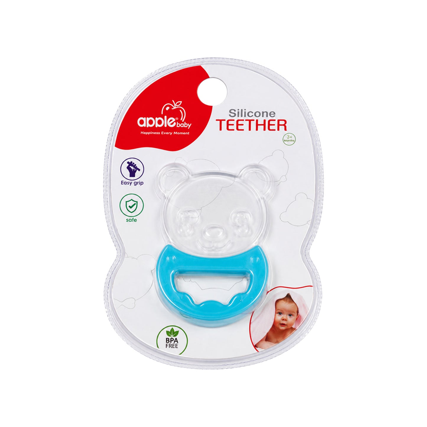 Apple Baby Bear Silicone Teether for Babies | BPA-Free Easy Grip Teething Toy (Pack of 3) AC412
