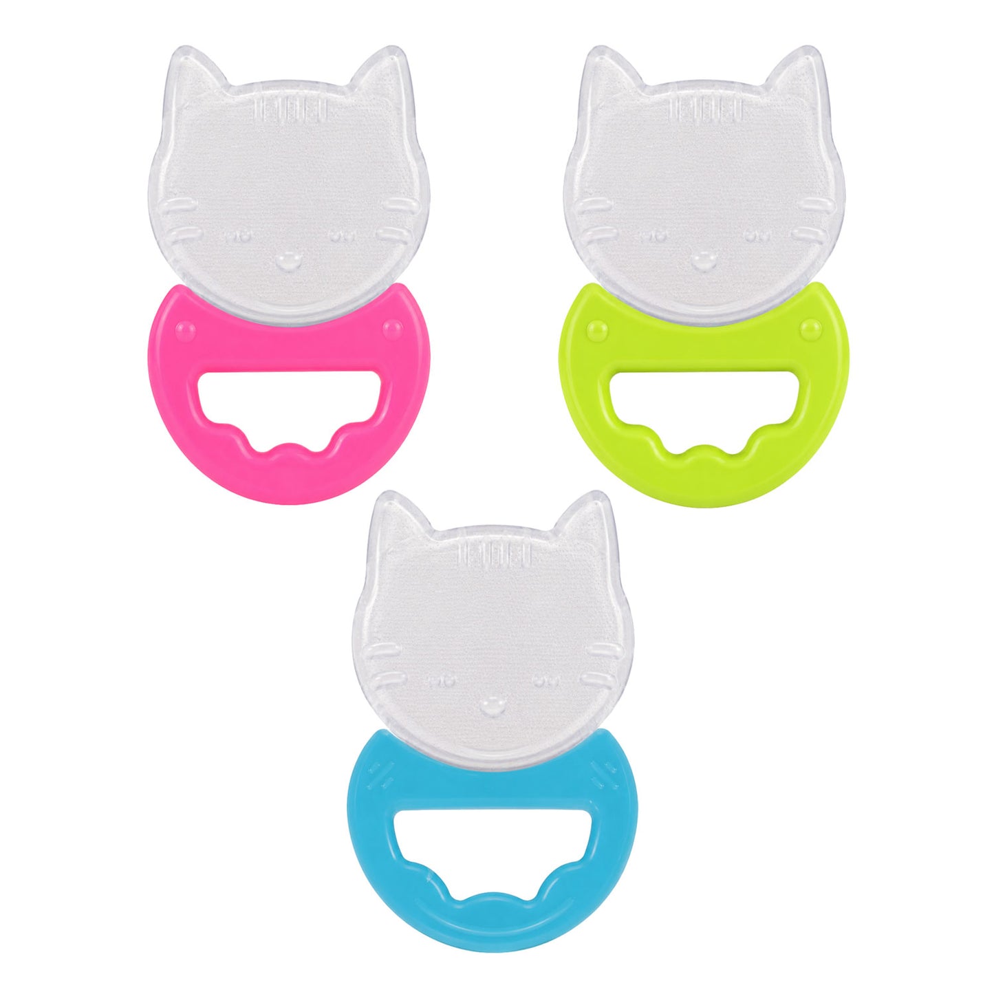 Apple Baby Cat Silicone Teether for Babies | BPA-Free Easy Grip Teething Toy (Pack of 3) AC413