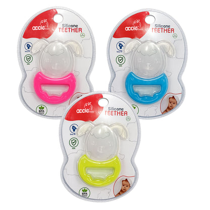 Apple Baby Puppy Silicone Teether for Babies 3+ Months | BPA Free Baby Teething Toy (Pack of 3) AC414