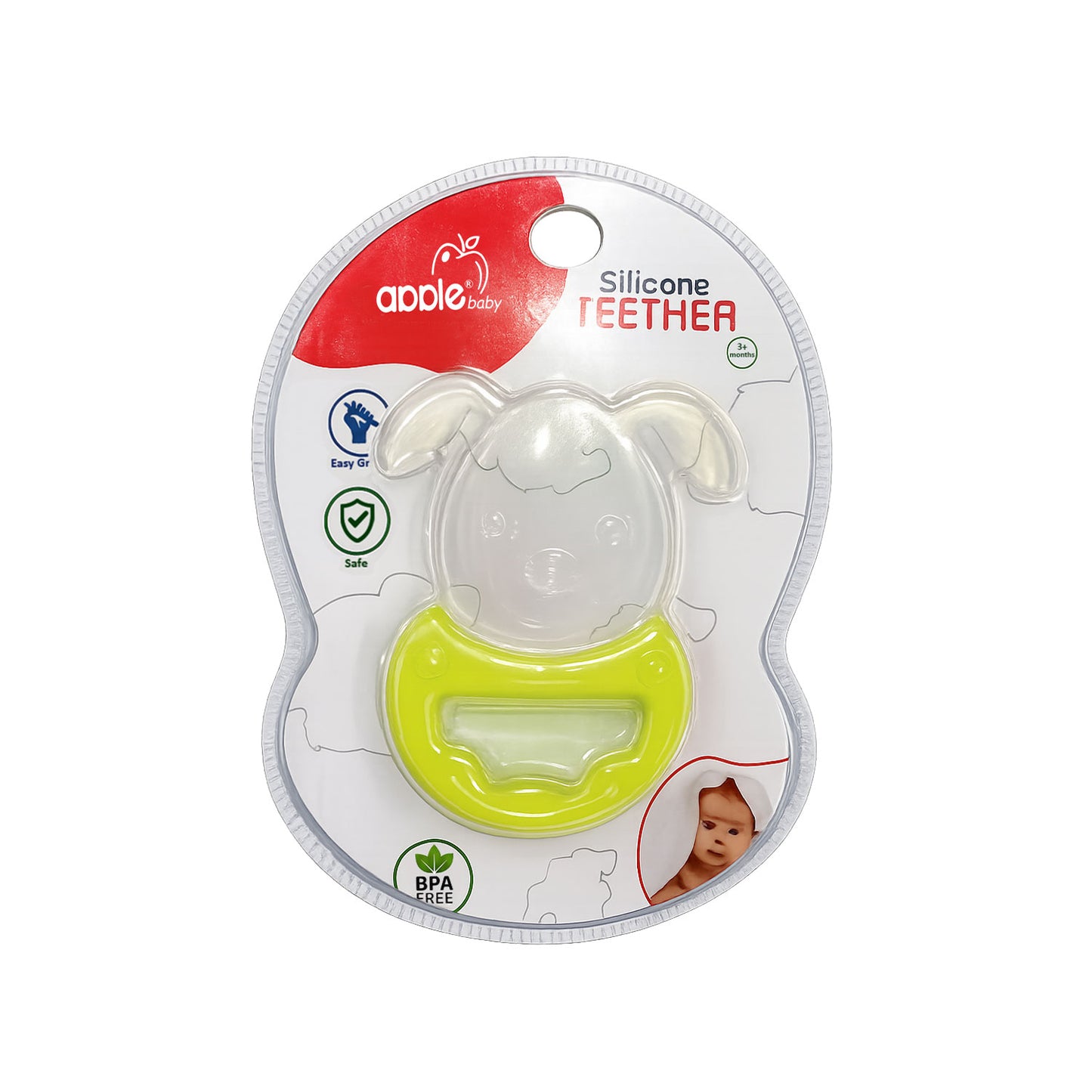 Apple Baby Puppy Silicone Teether for Babies 3+ Months | BPA Free Baby Teething Toy (Pack of 3) AC414