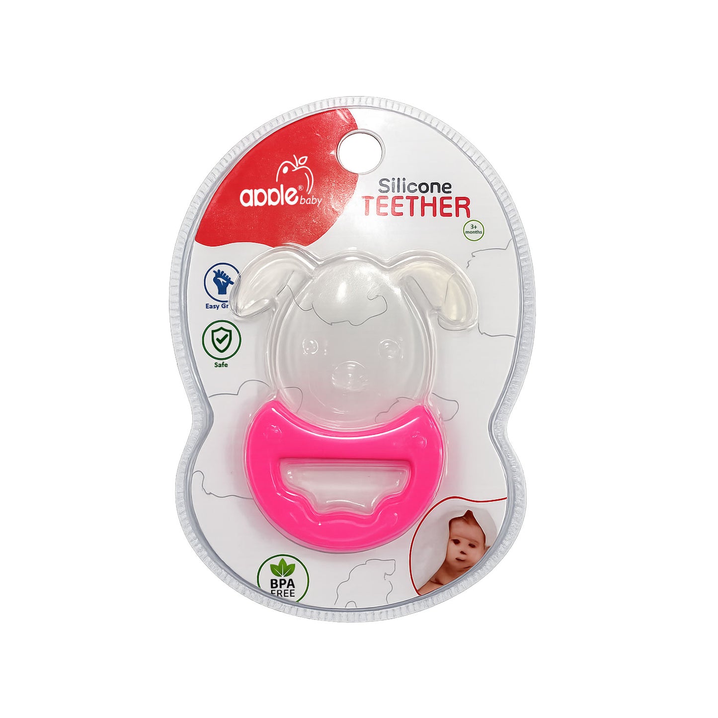 Apple Baby Puppy Silicone Teether for Babies 3+ Months | BPA Free Baby Teething Toy (Pack of 3) AC414