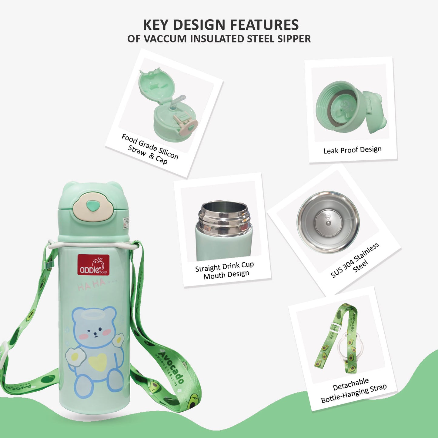 AC438 Vacuum Insulated Stainless Steel Sipper Bottle 400ML