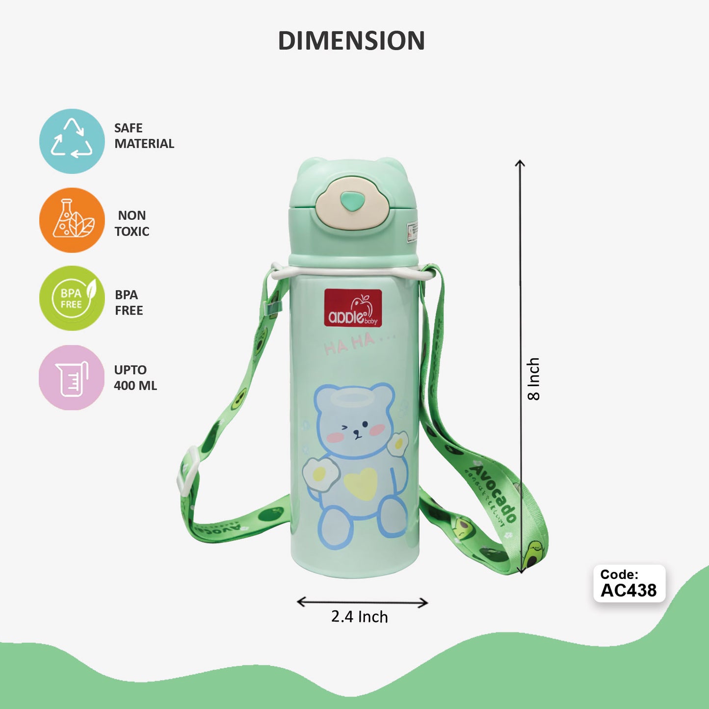 AC438 Vacuum Insulated Stainless Steel Sipper Bottle 400ML