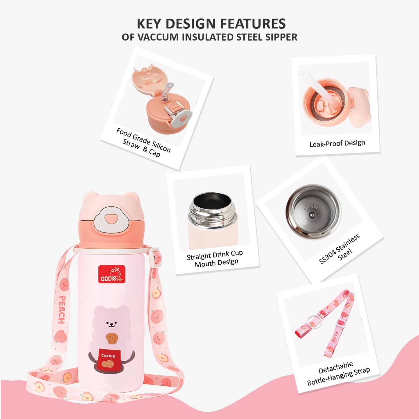 AC438 Vacuum Insulated Stainless Steel Sipper Bottle 400ML