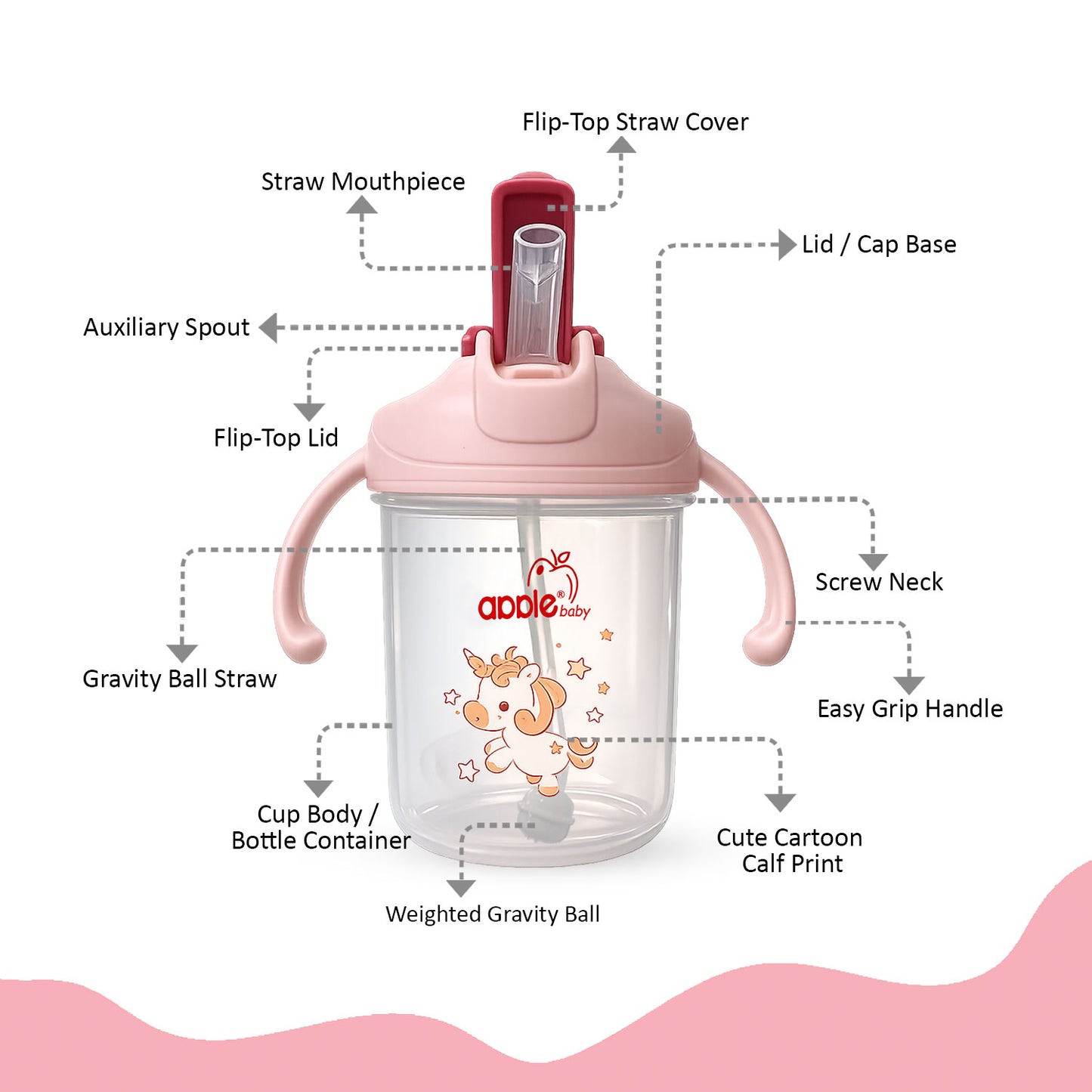 2 in 1 Straw & Spout Cup for Kids | Leak-Proof Training Cup AC441