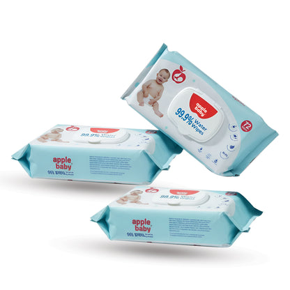 Apple Baby Extra Large Size Baby Wipes for Newborns | 99.9% Water Based AC473 (Pack of 3)