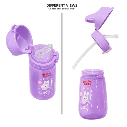 Apple Baby 380ml Flip Top Sipper Bottle for Kids | BPA Free Straw Water Bottle AC475
